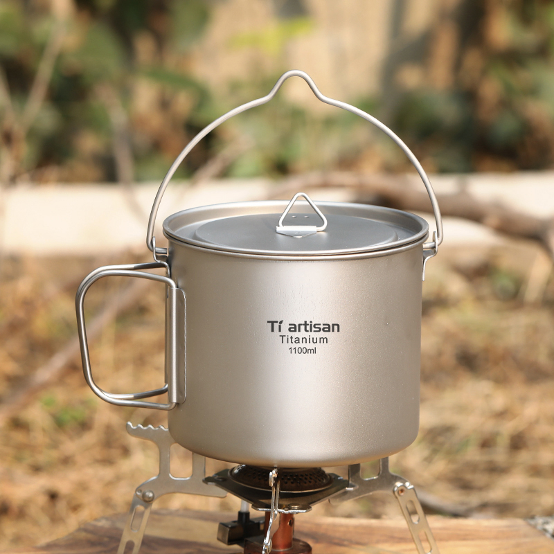 Camping Cooking Pot With Lid - Титановый походный котелок Tiartisan 1.1 л