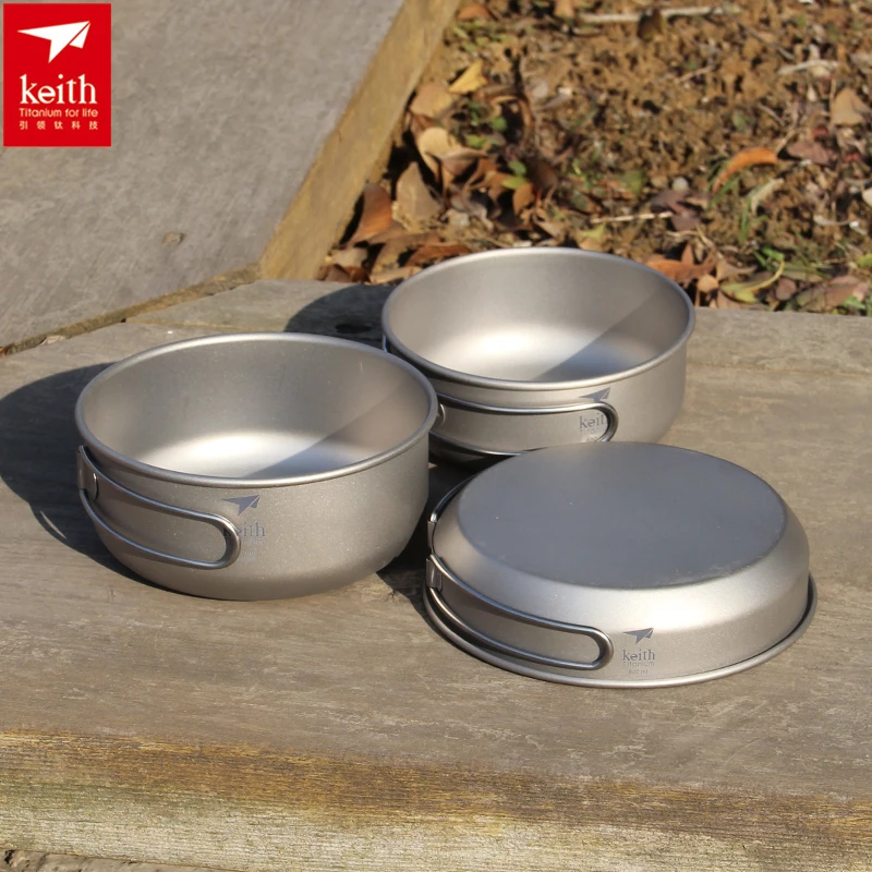 Camping Cooking Utensils Kit - Keith 3 шт. титановая посуда, сковороды,