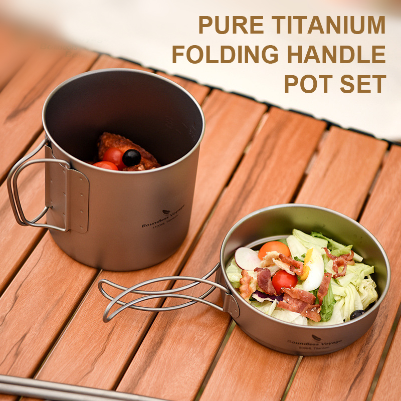 Camping Cooking Frying Pan - Набор кастрюль со складной ручкой из