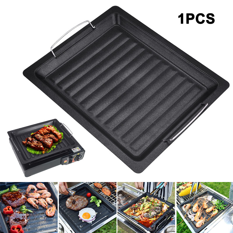 Camping Cooking Frying Pan - Уличная толстая квадратная сковорода-гриль с двумя