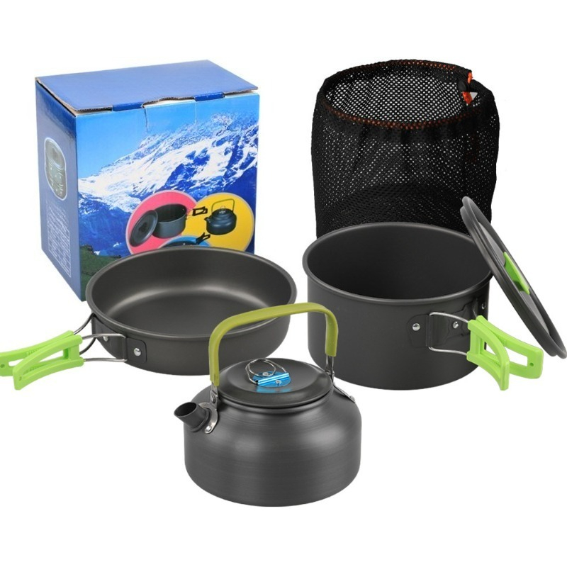 Camping Cooking Set With Kettle - Набор походной посуды DS-308: портативный комплект