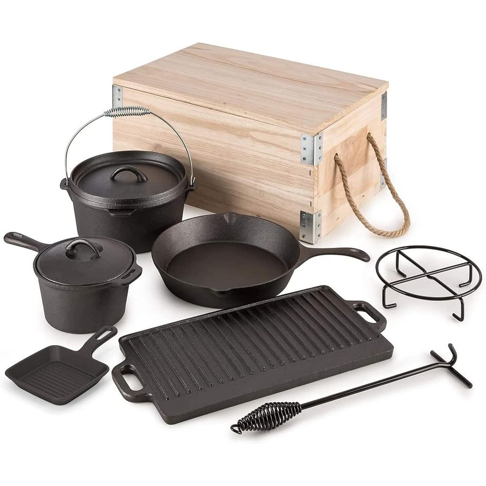 Vintage Camping Cooking Set - Набор из 8 предметов: чугунная посуда