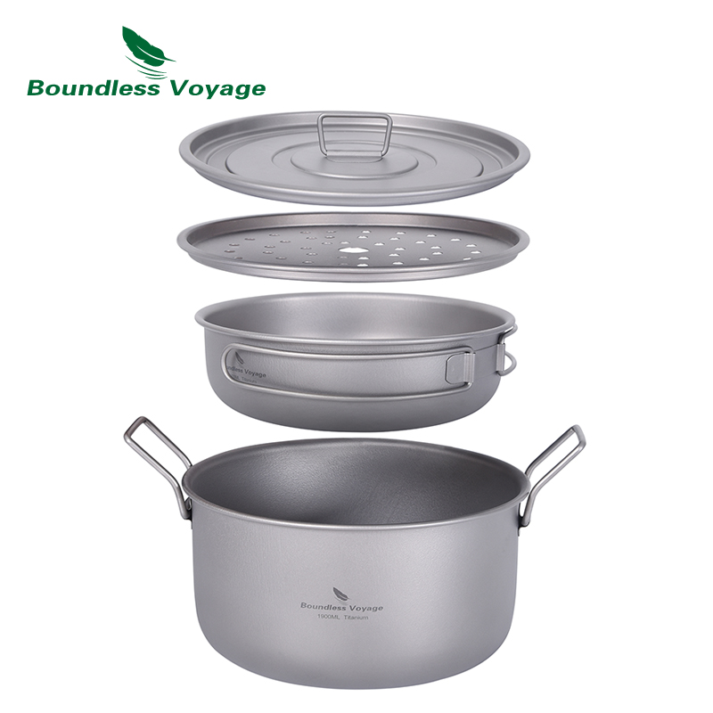 Camping Cooking Frying Pan - Многофункциональная титановая Пароварка для супа с