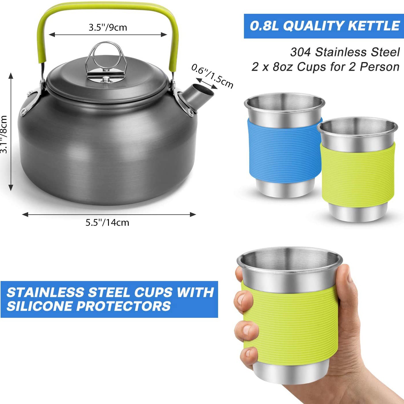 Набор для кемпинга на открытом – обзор и цена Camping Cooking Set With Kettle