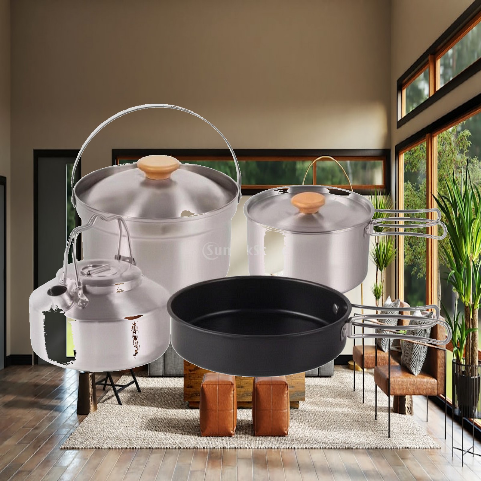 Набор из 4 предметов для приго – обзор и цена Camping Cooking Set With Kettle