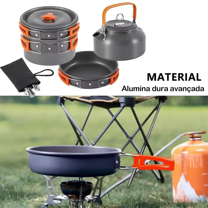 Набор для кемпинга из алюминие – обзор и цена Camping Cooking Set With Kettle