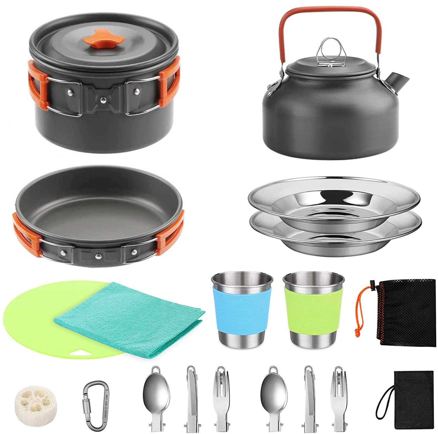 Полный набор для кемпинга на 2 – обзор и цена Camping Cooking Set With Kettle