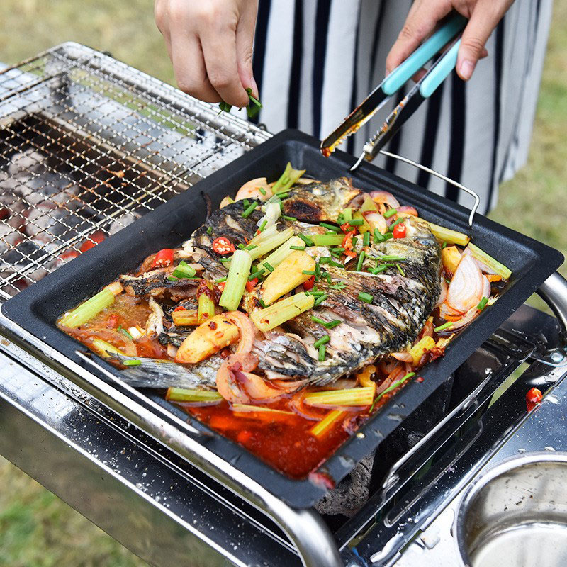 Уличная толстая квадратная ско – обзор и цена Camping Cooking Frying Pan