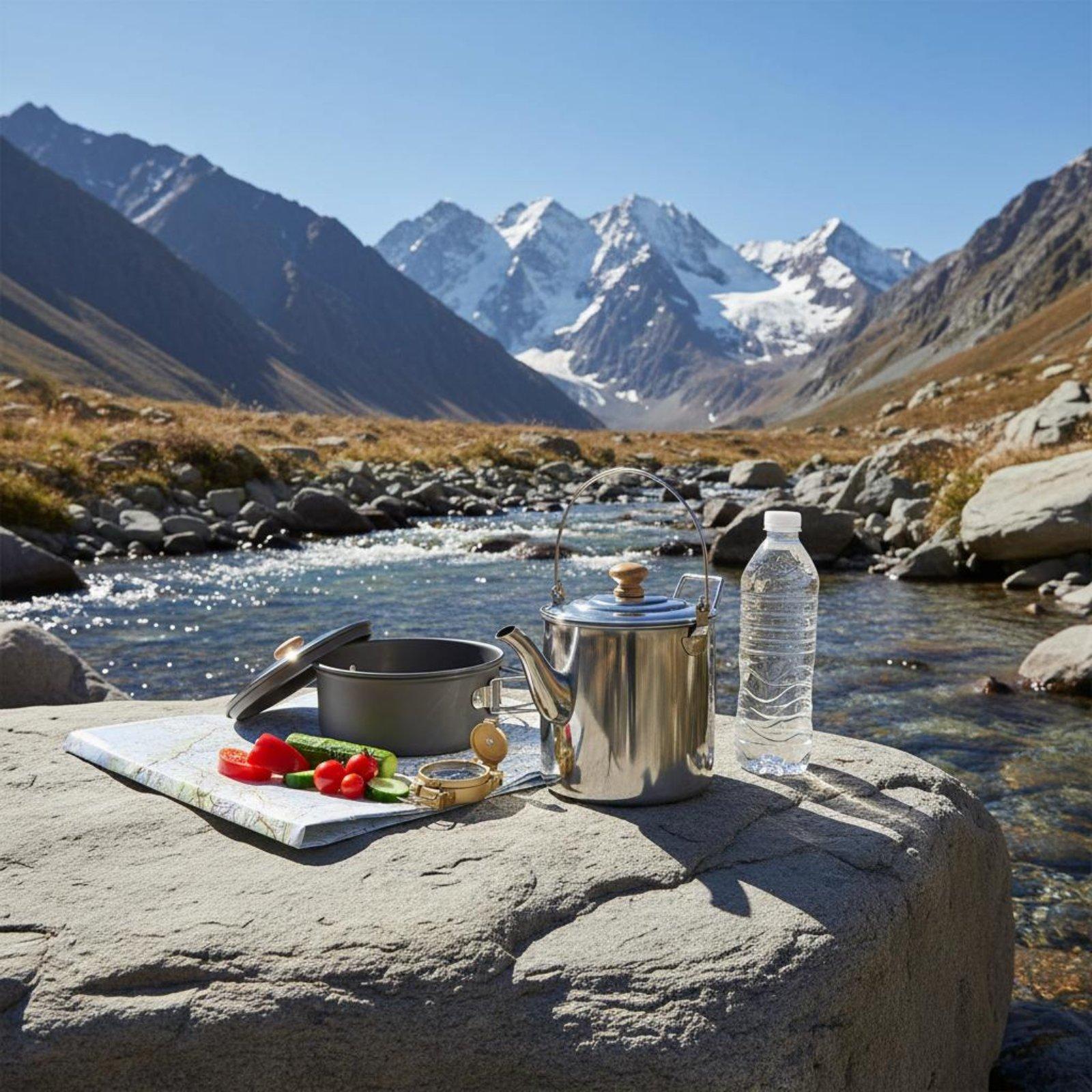 Портативный набор походной пос – обзор и цена Camping Cooking Set With Kettle