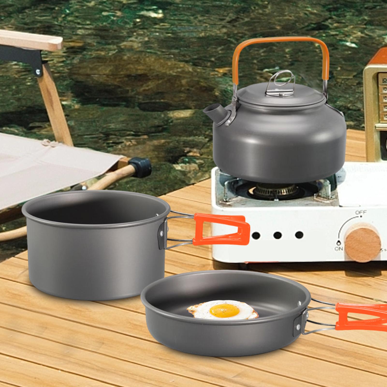 Посуда для кемпинга, набор кас – обзор и цена Camping Cooking Set With Kettle
