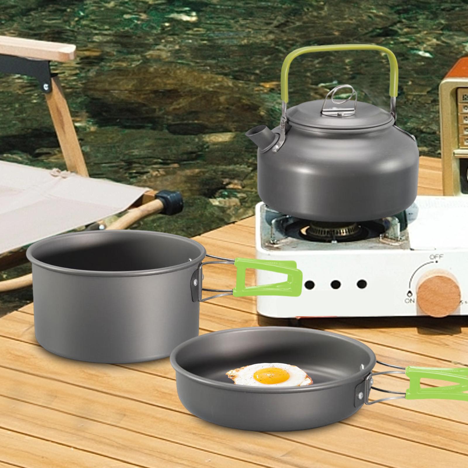 Посуда для кемпинга, набор кас – обзор и цена Camping Cooking Set With Kettle